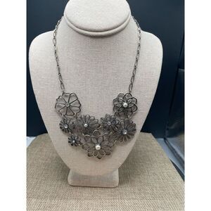 Lia Sophia Flower Design Necklace Accented With Crystals and Pearls Retired